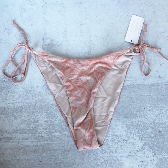 L Space Lizzie Top Bikini Set Shimmery Marble Swirl Pattern Size Medium - Picture 2 of 11